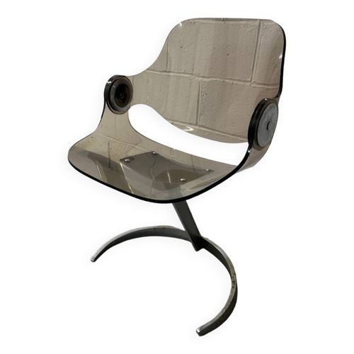 Chaise Plexi Acier Attribu  Euro Steel Transparent