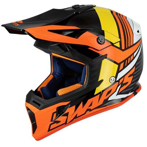 Casque Cross Blur S818 - Noir/Rouge/Orange Brillant - Taille L
