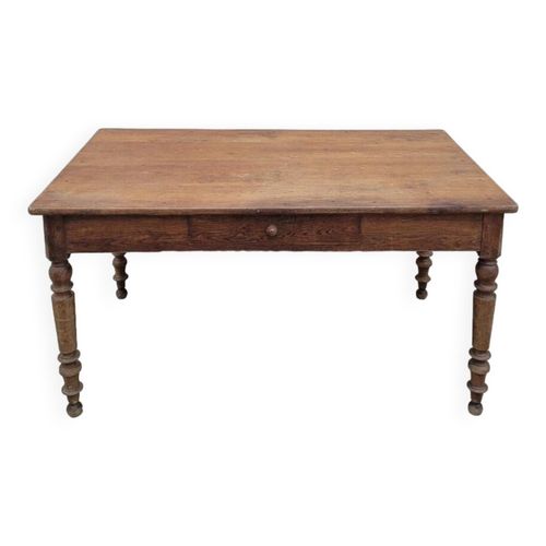 Table De Ferme Rustique En Chne Massif Pitements Louis Philippe 19me 1m40 Bois