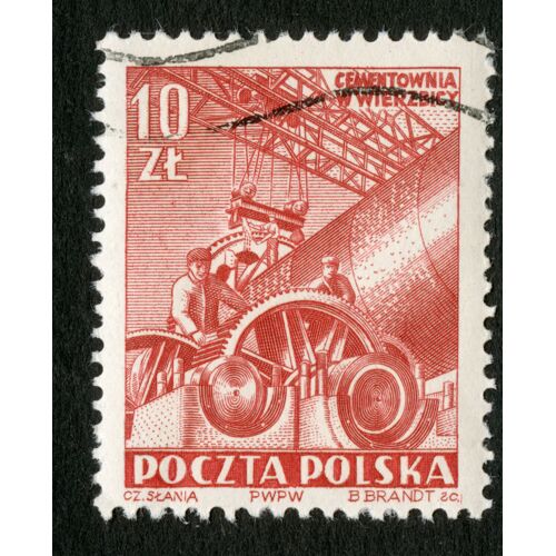 Timbre Oblitéré Poczta Polska,Cementownia W Wierzbicy,Slania,Brandt,10 Zl