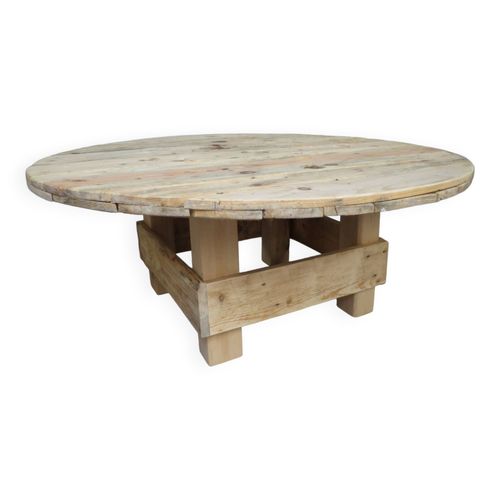Table Basse Ronde En Touret Bois