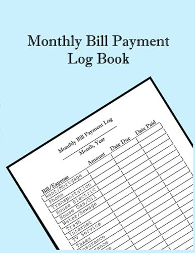 Monthly Bill Payment Log Book