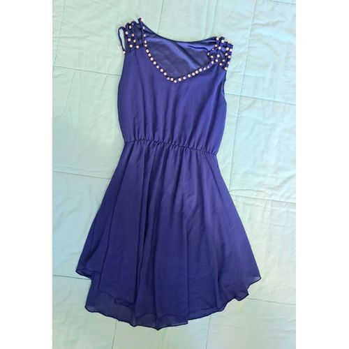 Robe Princesse Bleu Roi À Volant Avec Strass Brillant Perles Cristal Robe De Soirée Cocktail Danse Femme 36 - - Et Soigne