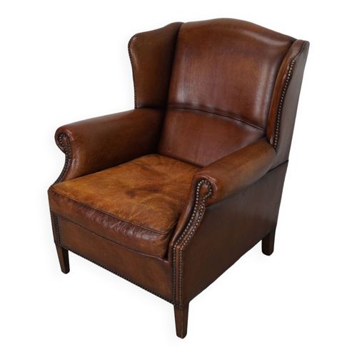 Fauteuil Club Vintage En Cuir Couleur Cognac Paysbas Marron
