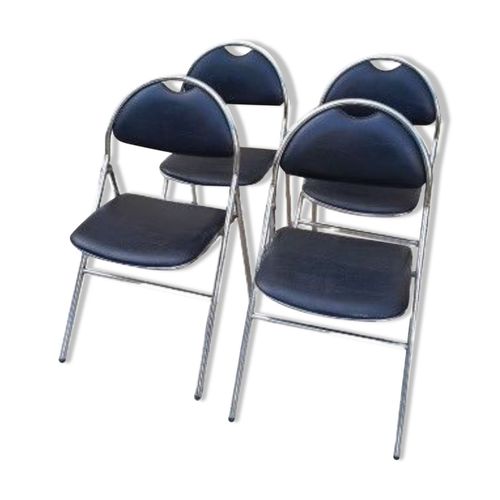 4 Chaises Pliantes Vintage Civic Noir