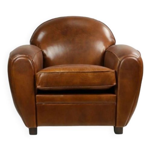 Fauteuil Club Vintage En Cuir Marron