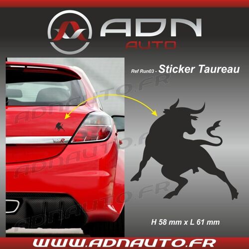 Adhesif / Sticker Noir - Taureau Corrida - H84mm X L90mm