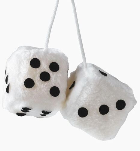 Double Des En Peluche A Suspendre - Blanc - 9x9cm