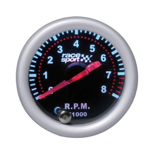 Manometre Compte Tours - Mirror Look - Fond Noir - Diametre 52mm