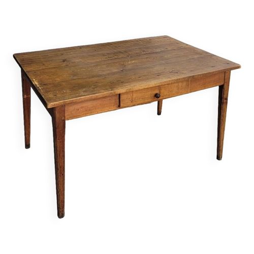Table De Ferme Rustique Ancienne Un Tiroir  1m30 Bois