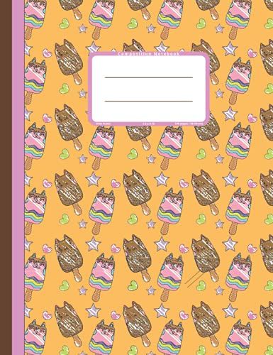 Composition Notebook: Kawaii Kitty Cat Popsicle, Primary Book, Journal Wide Ruled