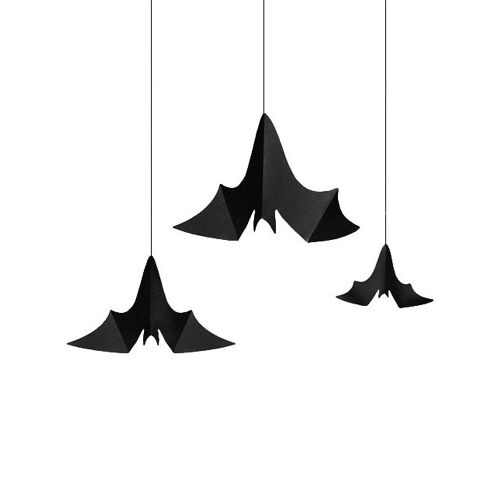 3 Suspensions En Carton Chauve-Souris Noires