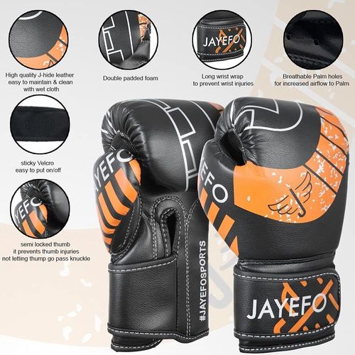 Gants De Boxe Pour Enfants Et Enfants - Gants De Boxe Pour Jeunes Pour Boxe, Kickboxing, Muay Thai Et Mma - Gants De Sac De Frappe Lourds Pour Sac De Frappe Lourd - 4 Et 170,1 G - Noir