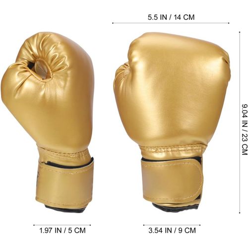 Gants De Boxe Pour Enfants - Gants D'entraînement - En Cuir Synthétique - Remplis D'éponge - Pour Tout-Petits Et Jeunes - Doré