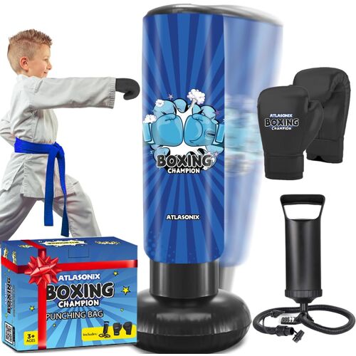 Sac De Frappe Gonflable Pour Enfants De 8 À 12 Ans | Sac De Boxe Gonflable, Punch, Jouet Et Cadeaux Pour Garçons Et Filles, Cadeau D'anniversaire Amusant Pour Jeu Actif - Bleu