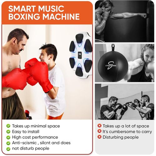 Machine De Boxe Musicale, Music Boxing Machine Bluetooth Avec 2 Paires De Gants, Music Boxeur Électroniqu Led, 9 Modes De Vitesse, Boxe Mural Musique Pour Exercices Pour Adultes Et Enfants