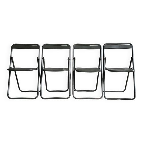 Ensemble De 4 Chaises Militaires Pliantes Estampilles Verhaeghe Vert