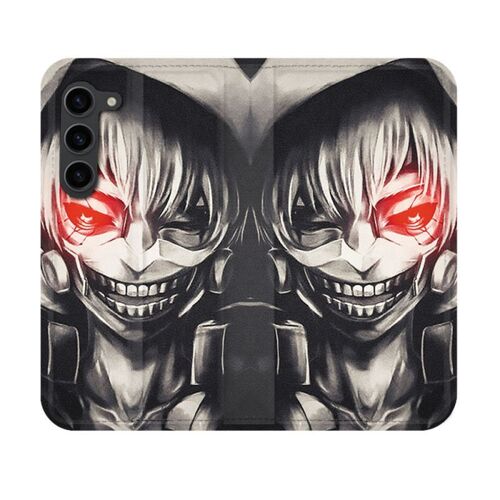 Housse Cuir Portefeuille Pour Samsung Galaxy S23 Manga Tokyo Ghoul Kaneki Noir