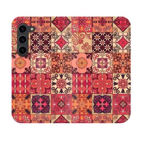 Housse Cuir Portefeuille Pour Samsung Galaxy S23 Texture Carreau Ciment Rouge