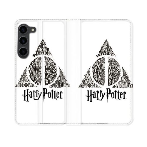 Housse Cuir Portefeuille Pour Samsung Galaxy S23 Harry Potter Hollows Triangle Blanc