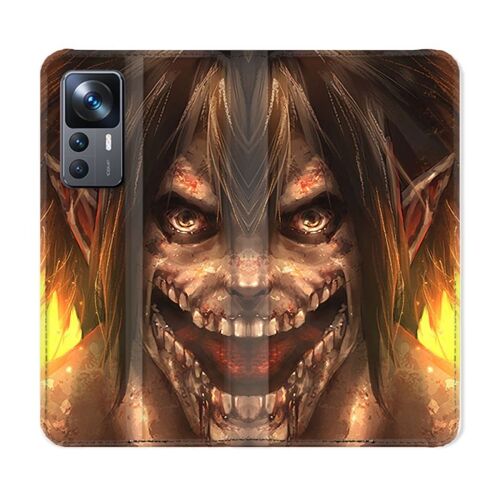 Housse Cuir Portefeuille Pour Xiaomi 12t Manga Attaque Titans Eren Titan