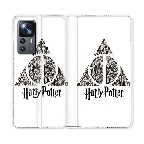 Housse Cuir Portefeuille Pour Xiaomi 12t Harry Potter Hollows Triangle Blanc