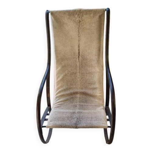 Fauteuil En Fer Forge Et Peau Gris