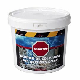 Mortier anti infiltrations eau ciment enduit prise rapide stop fuite béton colmatage Scellement drain réparation tuyau ARCASTOP Gris 25 Kg
