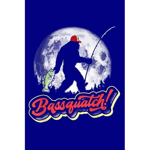 Bassquatch Funny Bigfoot Night Fishing Full Moon Premium: Notebook Planner - 6x9 Inch Daily Planner Journal, To Do List Notebook, Daily Organizer, 114 Pages