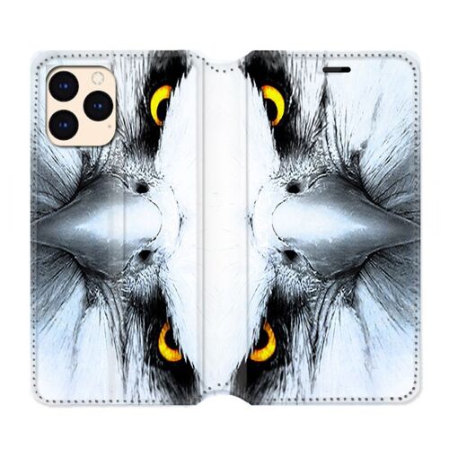 Housse Cuir Portefeuille Pour Iphone 12 Mini Aigle Royal Blanc