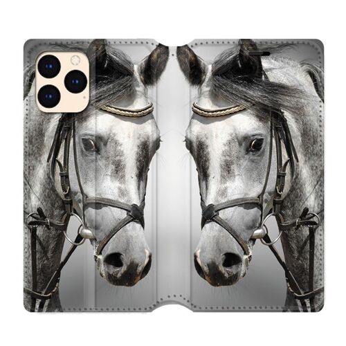 Housse Cuir Portefeuille Pour Iphone 12 Mini Cheval Blanc