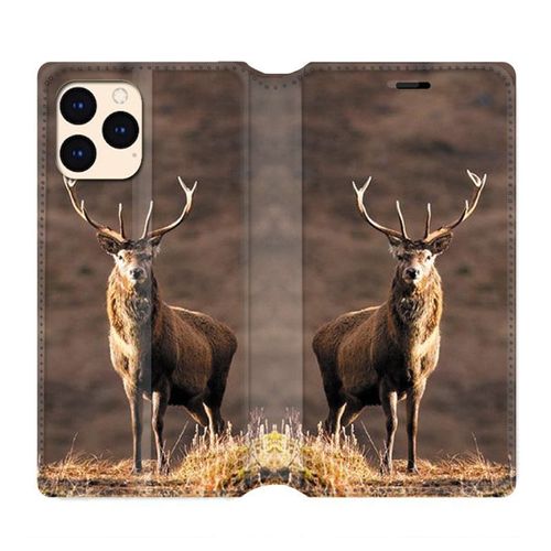 Housse Cuir Portefeuille Pour Iphone 12 Mini Chasse Chevreuil Blanc