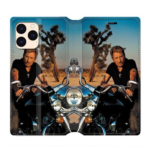 Housse Cuir Portefeuille Pour Iphone 12 Mini Johnny Hallyday Moto