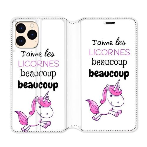 Housse Cuir Portefeuille Pour Iphone 12 Mini Decale Licornes