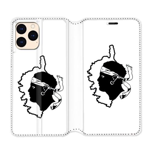 Housse Cuir Portefeuille Pour Iphone 12 Mini Corse Blanc