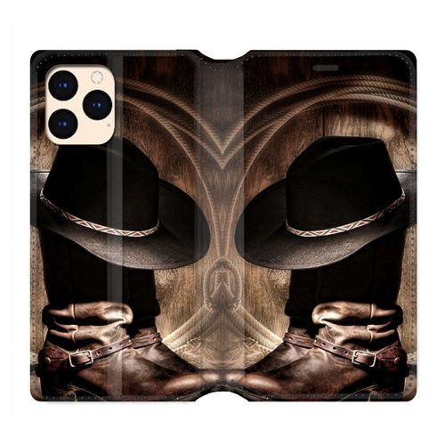 Housse Cuir Portefeuille Pour Iphone 12 Mini Cow Boy Chapeau