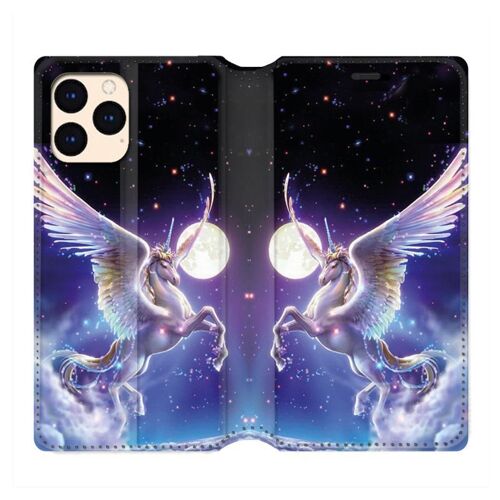 Housse Cuir Portefeuille Pour Iphone 12 Mini Licorne Céleste