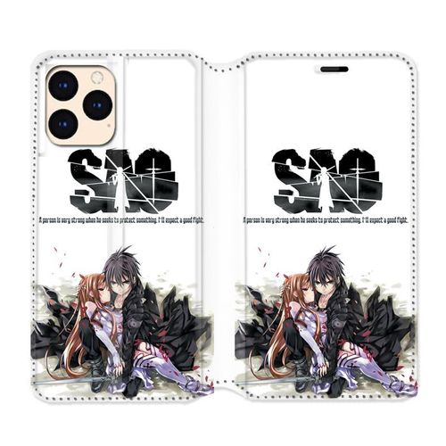 Housse Cuir Portefeuille Pour Iphone 12 Mini Manga Sao Sword Art Online Blanc