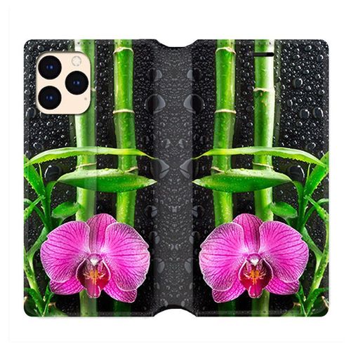 Housse Cuir Portefeuille Pour Iphone 12 Mini Orchidee Bambou