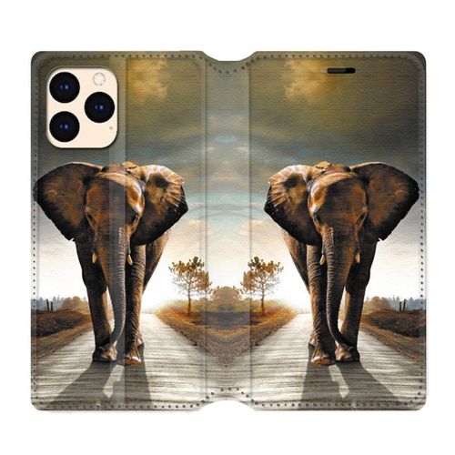Housse Cuir Portefeuille Pour Iphone 12 Mini Savane Elephant Route