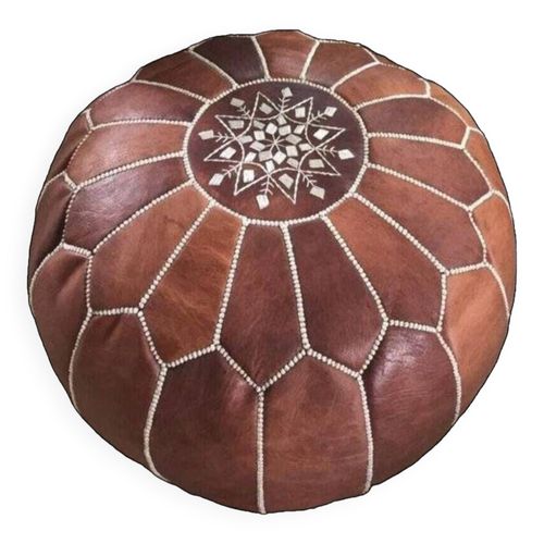 Pouf En Cuir Marocain Pouf Ottoman Marocain Pouf Marocain Brun Vintage Marocain Pouf En Cuir Multicolore