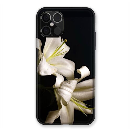 Coque Renforcée Pour Iphone 12 / 12 Pro Fleur Lys Noir