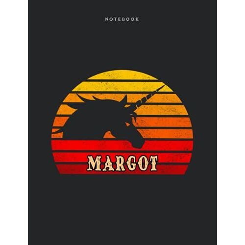 Notebook Margot Personalized Name Retro Unicorn Design Cover Lined Journal: 110 Pages - Large 8.5x11 Inches (21.59 X 27.94 Cm), A4 Size