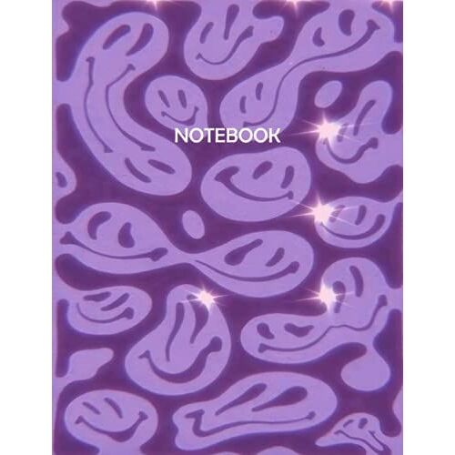 Notebook: 90s Purple Twinkle Smiley Face Composition Notebook - College Ruled 120 Pages - Large 8.5 X 11