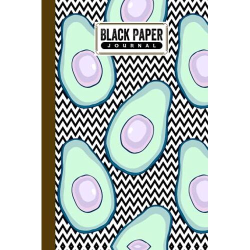 Black Paper Journal: Black Pages Notebook Avocado, Black Paper Lined Journal - Avocado Cover - Small (6x9) - 120 Pages - For Writing With Metallic Gel Pens | By Joanna Jansen