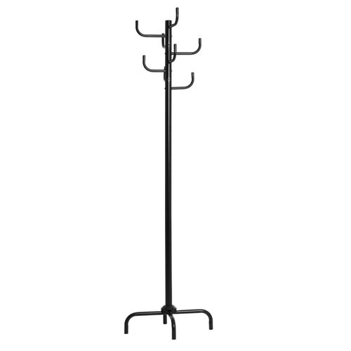 Porte-manteaux perroquet KAKTUS avec 8 portants crochets de hauteur différente, structure en métal laqué noir