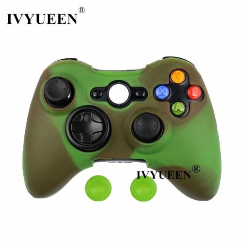 Brun Vert - Coque De Protection En Silicone Souple 20 Couleurs Pour Contrôleur Filaire/Sans Fil Microsoft Xbox 360 Capuchons De Protection Pour Bâtons Analogiques
