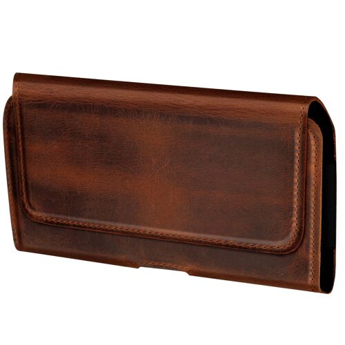 Étui Ceinture Universel Taille XL Cuir Royal Fermeture Aimantée Marron clair