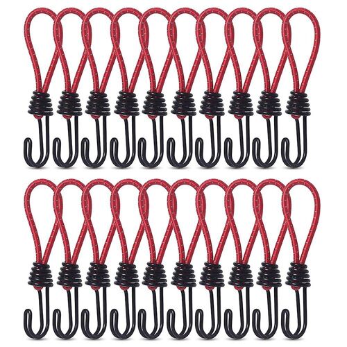 20pcs Tent Elastic Rope Cord Hook Outdoor Camping Canopy Tarp Tent Fixing Cord String Carabiner Hoo