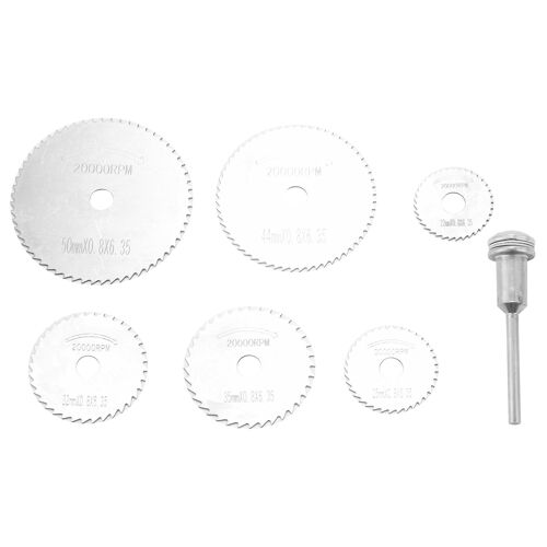 7x HSS Circulaire Bois De Coupe De Scie Lame Disques Mandrin Mini Perceuse Pour Outil
